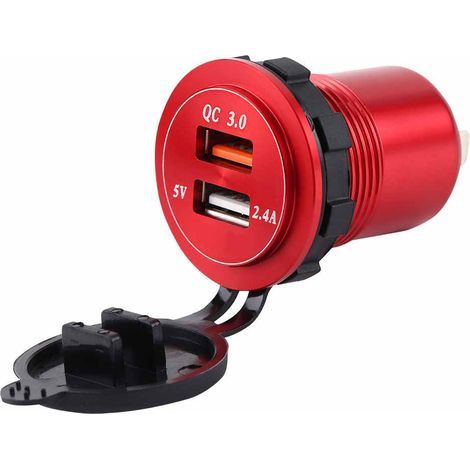 Wasserdichter Dual-USB-3.0-QC-Schnelllader mit Voltmeter für Auto, Boot und Handyhüllen (Rot) (1/5)