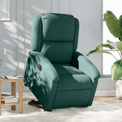 Fauteuil inclinable électrique-Chaise de relaxation-Fauteuil Relax vert foncé velours 930607 (1/5)