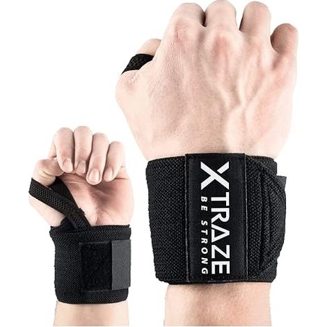 Bandage Poignet Lot de 2 45 cm Bandage pour Sport Culturisme Power Lifting Crossfit Fitness Bandages de Poignet pour Hommes Femmes Noir (1/5)