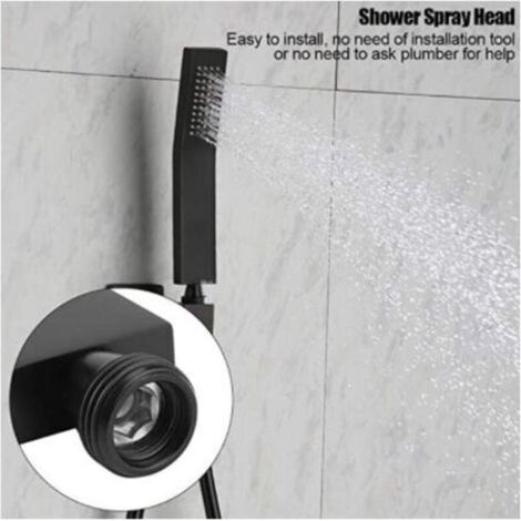 Bathroom Jet Shower Head with Matte Black Chrome Brass Shower Head, G1/2 Shower Head - Black (1/4)