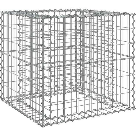 Cage en gabion argenté, 70x70x65 cm, fer galvanisé. (1/5)