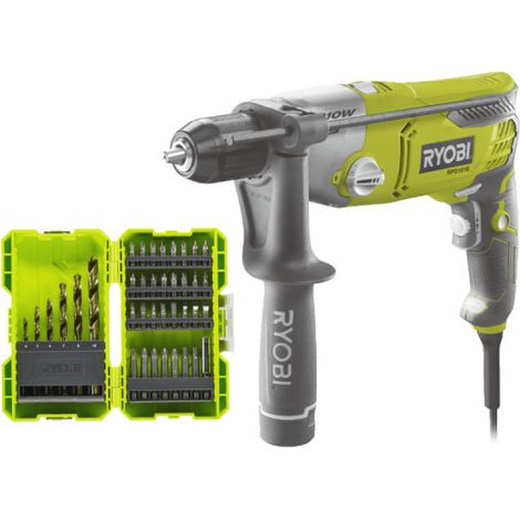 Confezione RYOBI Trapano a percussione RPD1010K - 1010W - set di 38 accessori - RAK38SDD