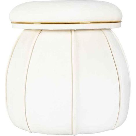 Tabouret Rond Design "Corin" 55cm Ivoire & Or (1/4)