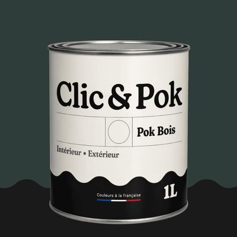 Peinture Bois Extérieur – POK BOIS - 1L - RAL 6012 - Vert noir- Résistante aux intempéries - Ne s'écaille pas
