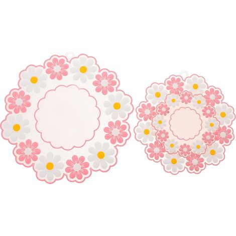 Dessous de plat en silicone antidérapant et thermorésistant, Lot de 3, rose - pour protéger les tables et les plans travail de la cuisine (1/5)