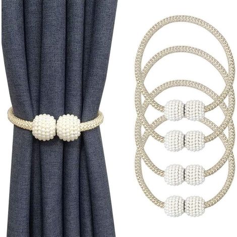 Raffhalter für Gardinen, magnetische Raffhalter, dekorative Raffhalter mit Seil und magnetischer Raffhalterkugel für Zuhause, Büro, Hotel, Fensterdekoration - hübsch und modern (Beige) (1/5)