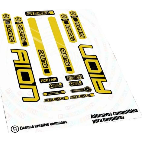 Pegatinas, vinilo de alta calidad, diseño personalizado para bicicleta, amarillo 023 (1/2)