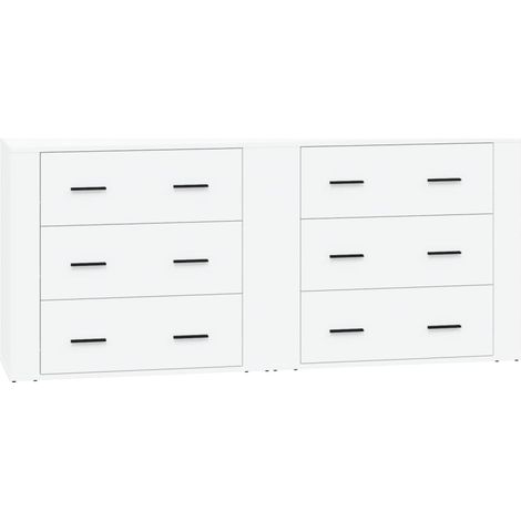 Aparador buffet cómoda armario unidad de almacenamiento organizador cocina salón salón juego de 2 madera contrachapada blanca 020036687