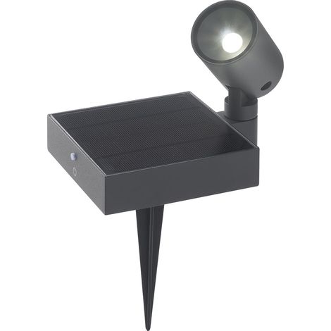 Projecteur Solaire De Sol Led 1,3 W Avec Batterie Et Panneau Photovoltaïque, Ip65, Gris Foncé (1/3)
