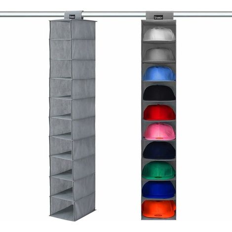 Organisateur De Casquette - Etagère Suspendue Pour Placard - 10 Niveaux - Hauteur 150 Cm - Pour Casquettes Et Chapeaux - 1 Pièce (1/5)