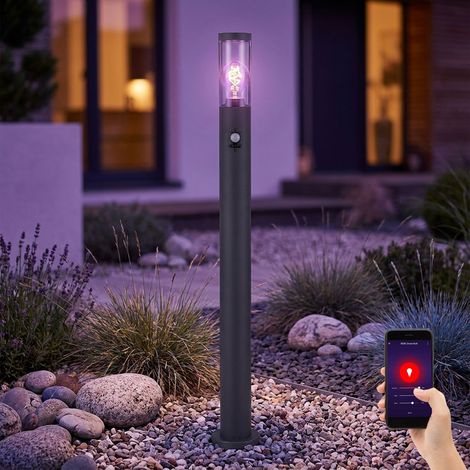 Segnapasso con rilevatore di movimento Smart LED piantana da esterno, dimmerabile, lampade da giardino, app e comando vocale, cambio colore RGB, 8.5W 806lm bianco caldo/bianco freddo, PxH 12,7x110cm (1/5)