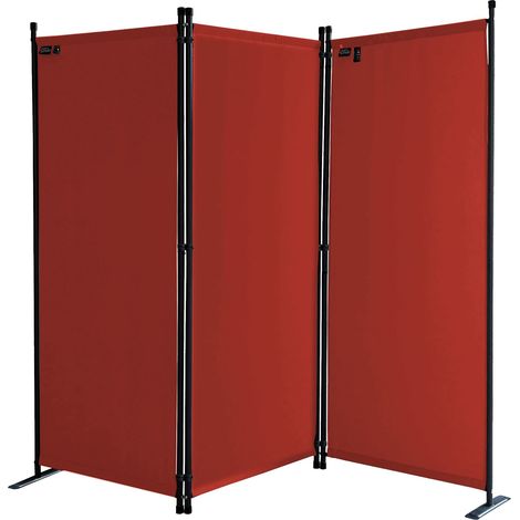 Paravent 3 Teilig 170 x 165 cm Stoff Raumteiler Trennwand Balkon Sichtschutz Stellwand Faltbar Rotorange RAL 2001