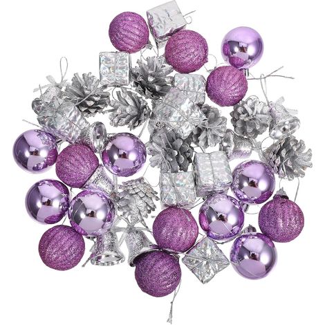 Boules De Noël Incassables Violettes 40 Pcs en Plastique Paillettes à Suspendre Décorations Festives pour Sapin De Noël Et Fêtes Hivernales (1/5)