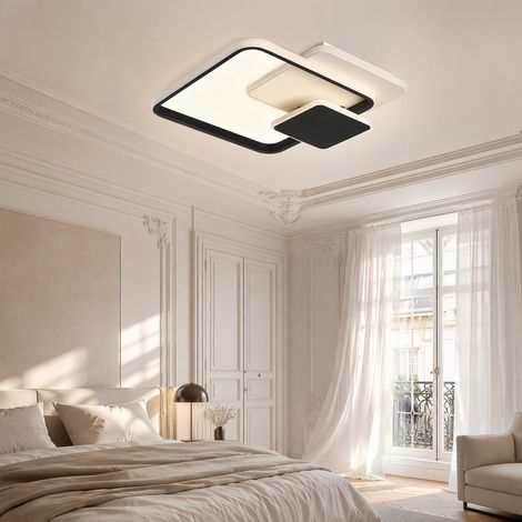 Plafoniera LED moderna dimmerabile 35 W 4200 lm, 38,5×38,5 cm, 3000-6500 K, telecomando e APP, funzione memoria, nero e bianco (1/5)