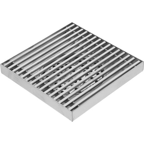 Grande grille d'évacuation carrée en acier inoxydable 15 x 15 cm avec tige complète pour l'extérieur Siphon de sol pour jardin, terrasse et cour Convient pour tuyaux de 100/110 mm (1/5)