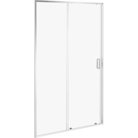 Mampara de ducha de vidrio templado transparente con puerta corredera 1200 x 1900 mm plateado Yauri (1/5)