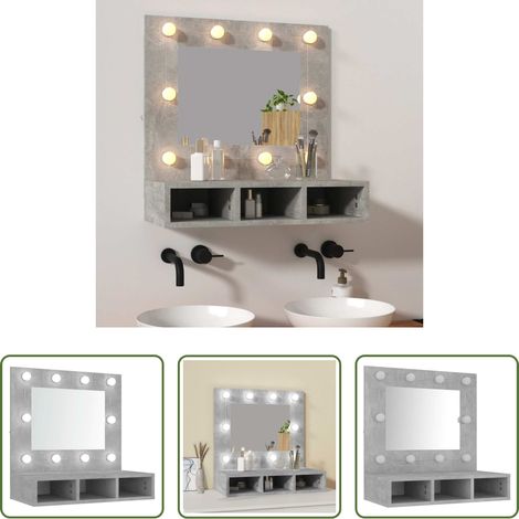 vidaXL LED-Leuchten - Spiegelschrank mit LED Betongrau 60x31,5x62 cm (1/5)