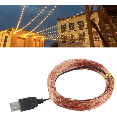 Guirlande lumineuse féérique alimentée par USB, idéale pour les fêtes, mariages, festivals et la décoration de table dans une chambre. (1/5)