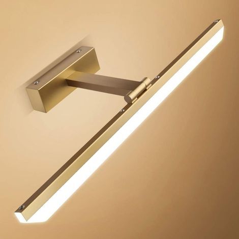[Días franceses] Lámpara para espejo de baño, aplique de pared para baño, lámpara LED para espejo de baño, aplique de pared LED IP44, lámpara de baño moderna, blanco cálido, dorado, 9W/40CM (1/5)