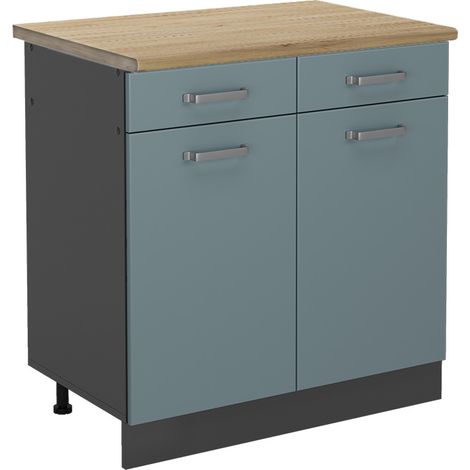 Mueble bajo de cocina R-Line, Gris azulado, 80 cm , ET Roble, Vicco (1/5)