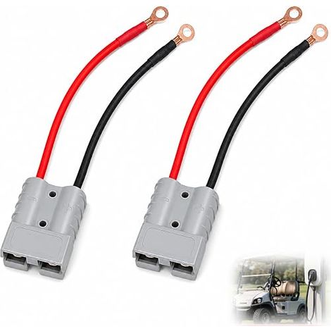 2PC Prise Connexion Rapide 50A, Connecteur Compatible Prise Anderson 50A 600V 10AWG avec Fil Harnais et Borne à Joint Torique, Connecteur 2 Broches Connexion Rapide, Compatible Climatiseur Camping-Car (1/5)