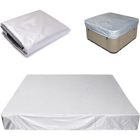 Couverture de piscine carrée pour jardin, 231 x 231 x 30 cm, housse anti-poussière, imperméable, argentée, protection pour piscine, tissu Oxford (1/5)