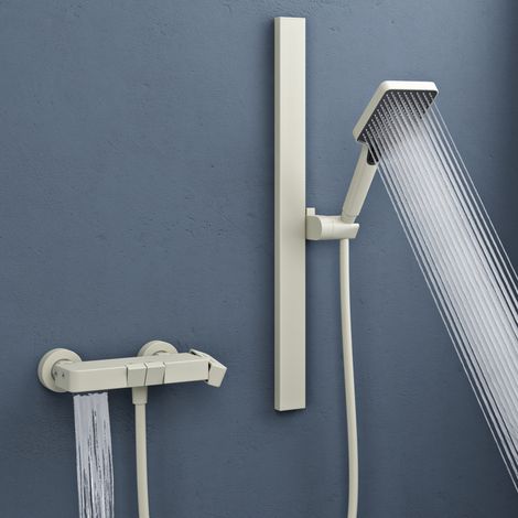 doporro Duscharmatur Komplettset mit Wasserfallauslauf und Ablage, 70 cm Aluminium Duschstange, Handbrause mit Schlauch und Halterung für modernes Badezimmer Weiß Duschsystem10