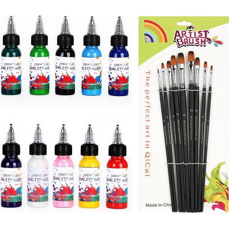 Coffret de peinture acrylique 10 couleurs, cadre photo, support, ensemble de pinceaux, kit de peinture, accessoires et fournitures (1/5)