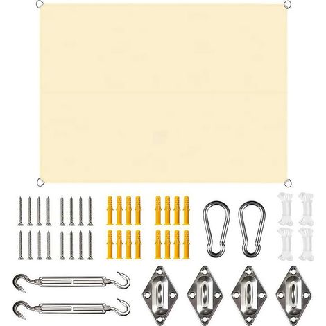 Toile Ombrage Imperméable 3 x 4 m,Voile Ombrage Rectangulaire avec Fixation Toile Ombrage,Offre Une Protection Contre Les UV,pour Patio Être Applicable Jardins, Balcon et pergola (1/5)