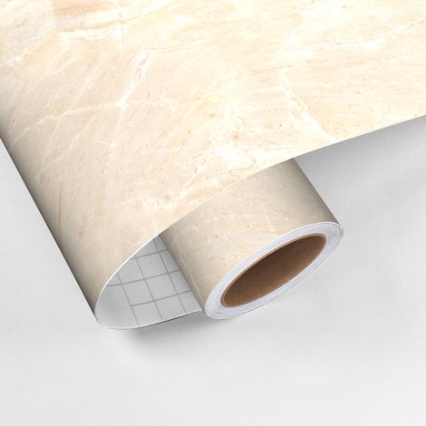 Rouleau revêtement adhésif vinyle au mètre - Sticker lavable Cuisine Meuble Armoire Porte - MARBRE IVOIR - 60x100cm (1/5)