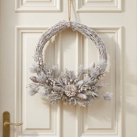 Rustic Frosted Winter Decorative Wreath (1/2)