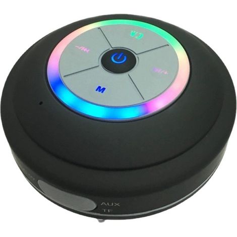 Enceinte Bluetooth - Haut-Parleur LED avec Ventouse - Étanche IPX7 - Pour Salle de Bain, Douche, Plage, Bateau - 400 mAh - 2 à 3 h d'autonomie (1/5)