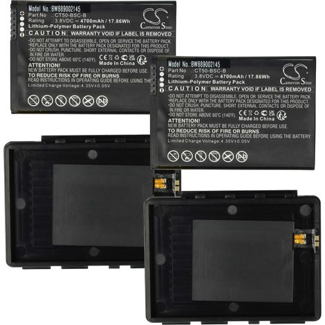 vhbw 2x Akku kompatibel mit Honeywell Dolphin CT65, CT60 Mobilcomputer PDA Scanner (4700 mAh, 3,8 V, Li-Polymer)