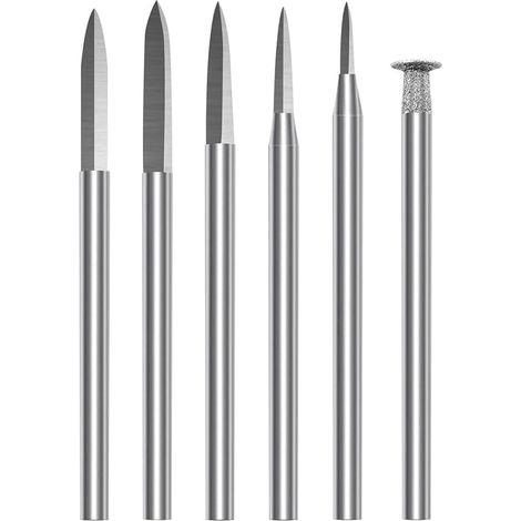 Ensemble de Forets de Sculpture sur Bois 6 Pièces pour Outil Rotatif, Accessoires de Gravure pour Sculpture sur Bois（3mm）