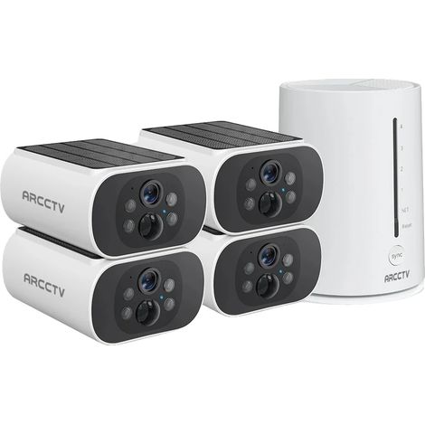 Caméra sans fil, résolution HD 4MP, alimentée par énergie solaire, étanche IP66, vision nocturne, prend en charge 4 connexions de caméra (1/5)