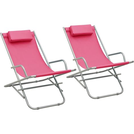 Rocking Chair  Set of 2  Pink  Powder-coated steel  Standard vidaXL
