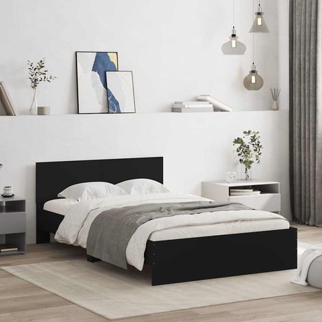 Estructura de cama con cabecero negro 135x190 cm (1/5)
