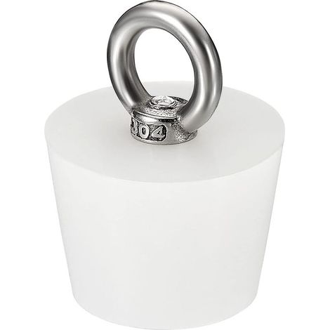 Bouchon Conique Bouchon en Caoutchouc de Silicone 28mm à 30mm Bouchon de Baignoire Solide avec Anneau pour Tubes à Essai, Conduite d'Eau, Trou de Drainage, Blanc (1/3)