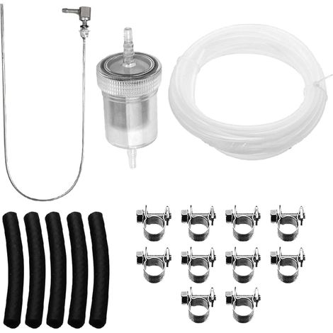 Kit de tuyau de carburant, décolleur de réservoir, chauffage auxiliaire avec conduite de carburant de 5 m, 1 filtre à huile, 5 tuyaux de raccordement, 10 colliers de serrage, tuyau de chauffage (1/5)