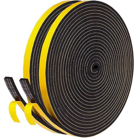 Selbstklebendes Türdichtungsband für Türen und Fenster, 6 x 3 mm/20 m Schaumstoffband, Gummidichtung für Stoß- und Schalldämmung, Schwarz (1/4)