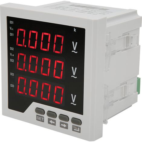 Voltmètre triphasé DTM-AV96 programmable à affichage numérique LED, 450 V CA