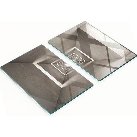 Set di taglieri da cucina in vetro temperato con stampa effetto cemento, 2x40x52 cm (1/5)