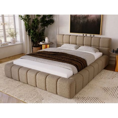 Lit rembourré avec rangement 160x200 bouclé  marron Alicante (1/5)