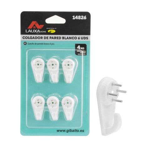 Gancho De Pared Blanco Lauxa Home - 4Kg / 6Uds - Pack 12 Uds (1/5)