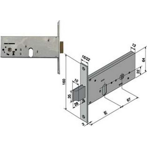 1PZ SERRATURA DA INFILARE PER FASCE CATENACCIO E SCROCCO MM.64 H 133 - mm.60 (13360010)