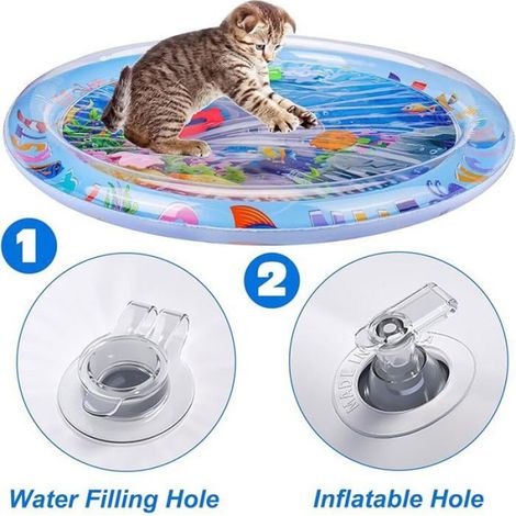 Tapis Eau Chat - PVC Épais 0,35 mm - Surface Sensorielle Aquatique - Pour Refroidissement et Stimulation - 60 x 40 cm - 1 Pièce (1/5)