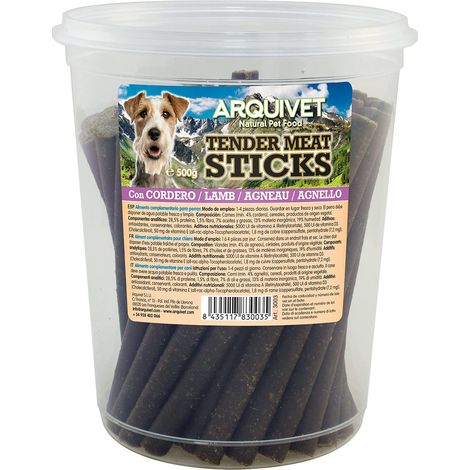 ARQUIVET Tender Meat Sticks - Agnello - 500 g - Bastoncini semi-morbidi per cani - Snack per cani - Sticks per cani - Aiuto per la cura dei denti (1/5)