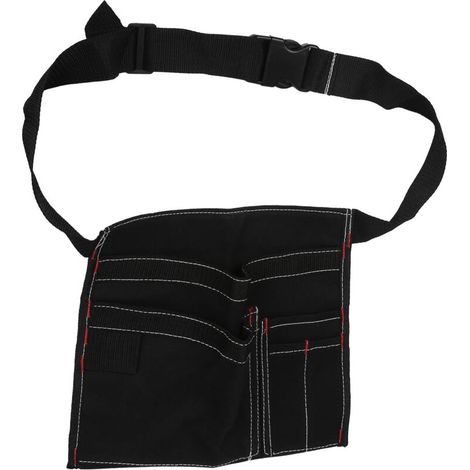 Sac à outils en toile, pochette de rangement de taille, paquet de poche à outils avec boucle de sécurité pour menuisier électricien bricoleur (1/5)