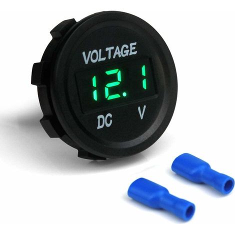 LAN Voltmetro display digitale universale Misuratore di tensione impermeabile LED verde DC 12-24V per camion moto auto (1/5)