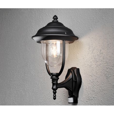 Außen Wandlaterne PARMA stehend im Landhausstil, mit Bewegungsmelder schwarz (1/4)